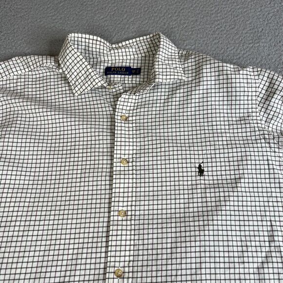 Polo Ralph Lauren Shirt Mens 2XB Big Gray Burgundy Check Button Long Sleeve Pony - Picture 2 of 12